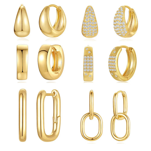 Golden electroplated brass earclip earrings with geometric round design