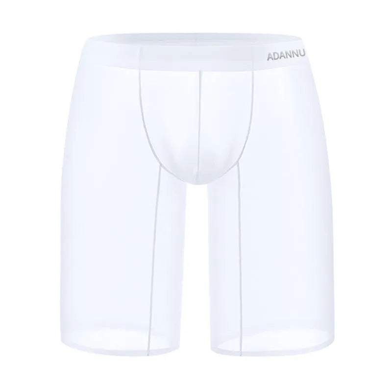 Man wearing black seamless knitted nylon mesh shorts with a hip lifting design.