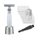 Men's copper manual safety razor with olive wood handle and aluminium alloy holder