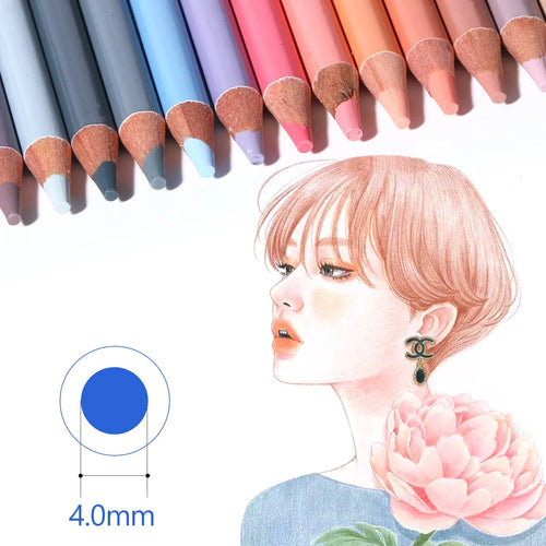 24-colour oil-based skin tone pencils for portrait art in metal tin round brush pot case