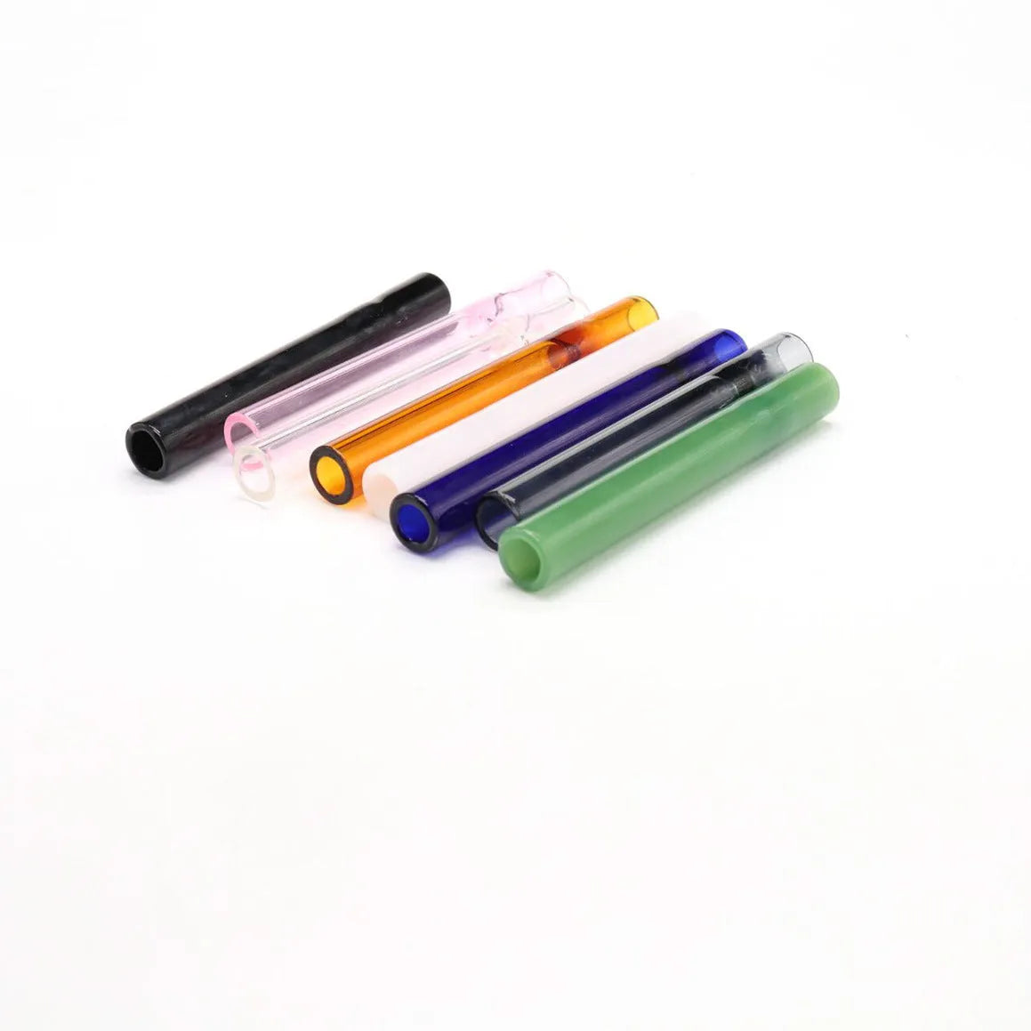 Transparent telescopic glass smoking pipe with colour mixing pink design and straight suction nozzle