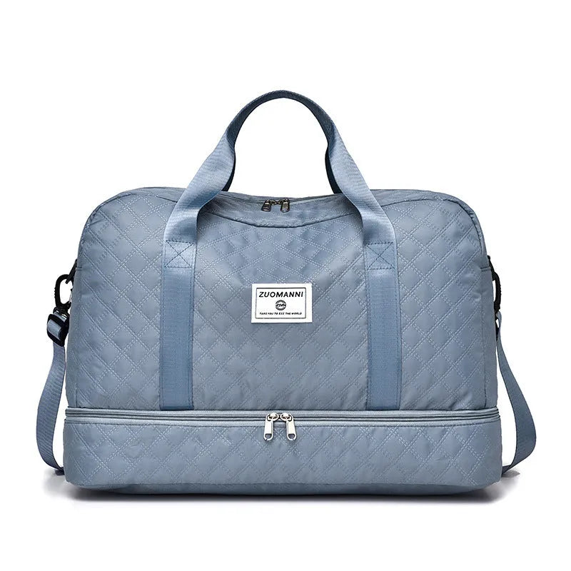 Oxford cloth portable large capacity travel bag in solid colour with 36-55L storage capacity
