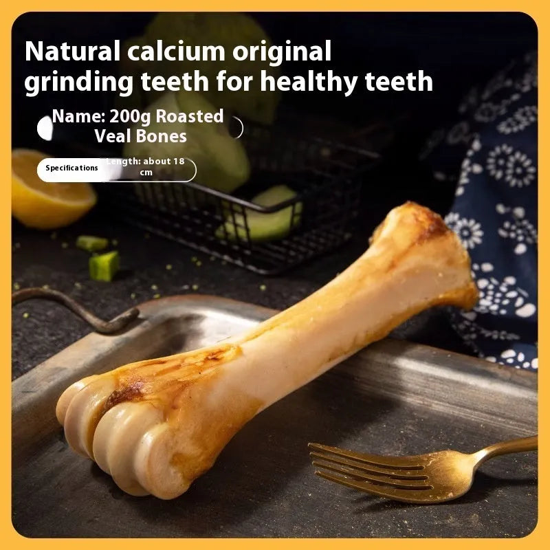 Pet molar rod chew toy for puppies in three sizes with high calcium roasted ox bone flavour