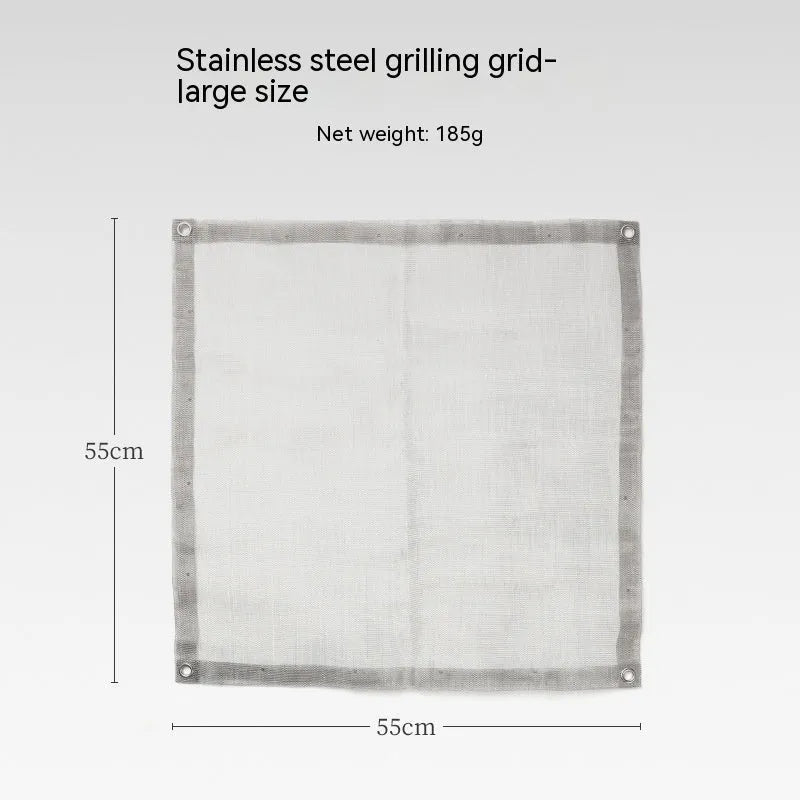 Stainless steel barbecue grill set with included grill net in silver colour