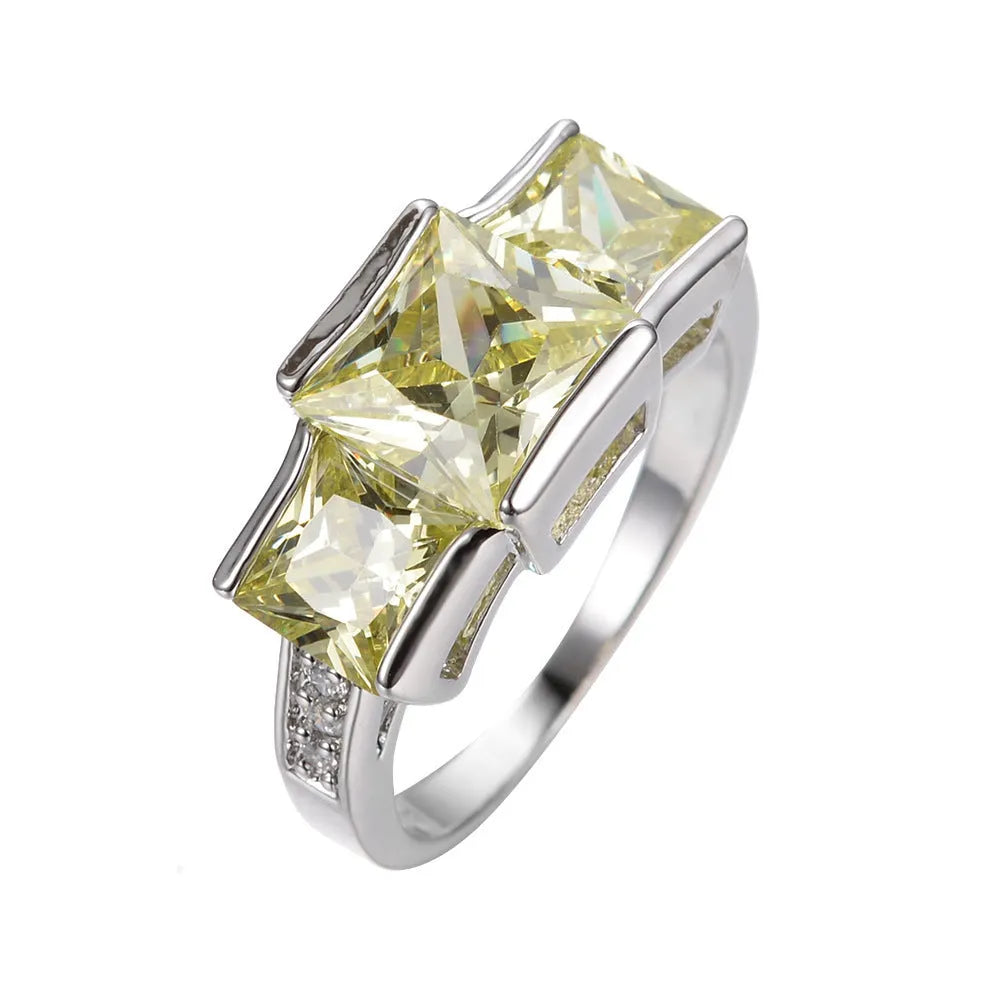 Copper electroplated geometric ring in multiple colours showing size range 6 to 10