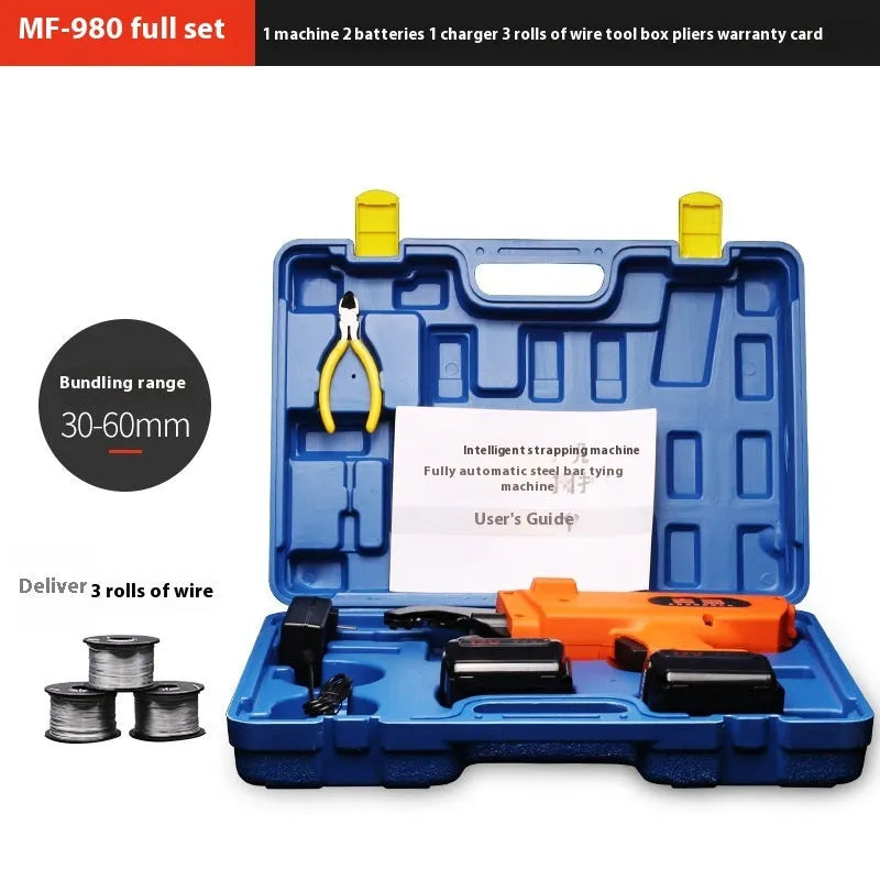 Fully automatic electric steel bar tying machine with battery and charger