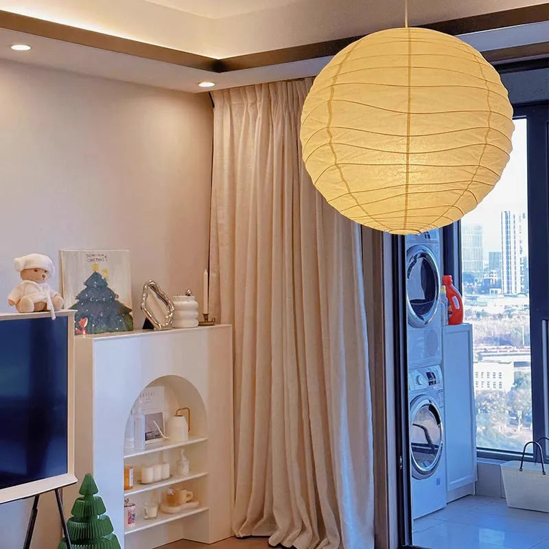 Japanese-style rice paper chandelier pendant light in 30cm and 45cm diameters