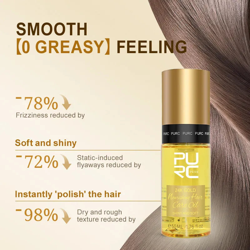50ml yellow bottle of hair repair essential oil for curly and damaged hair.