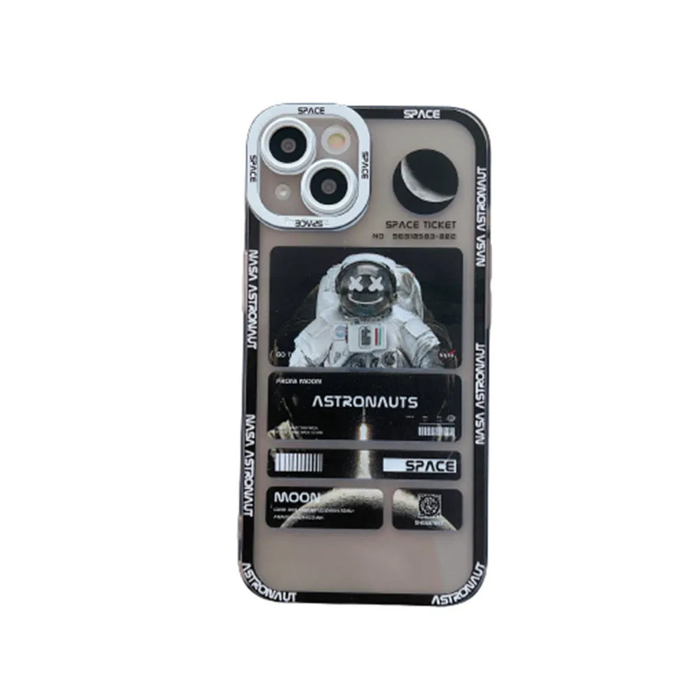 Fashion contrast colour space astronaut graffiti phone case for iPhone in blue-black silicone and TPU