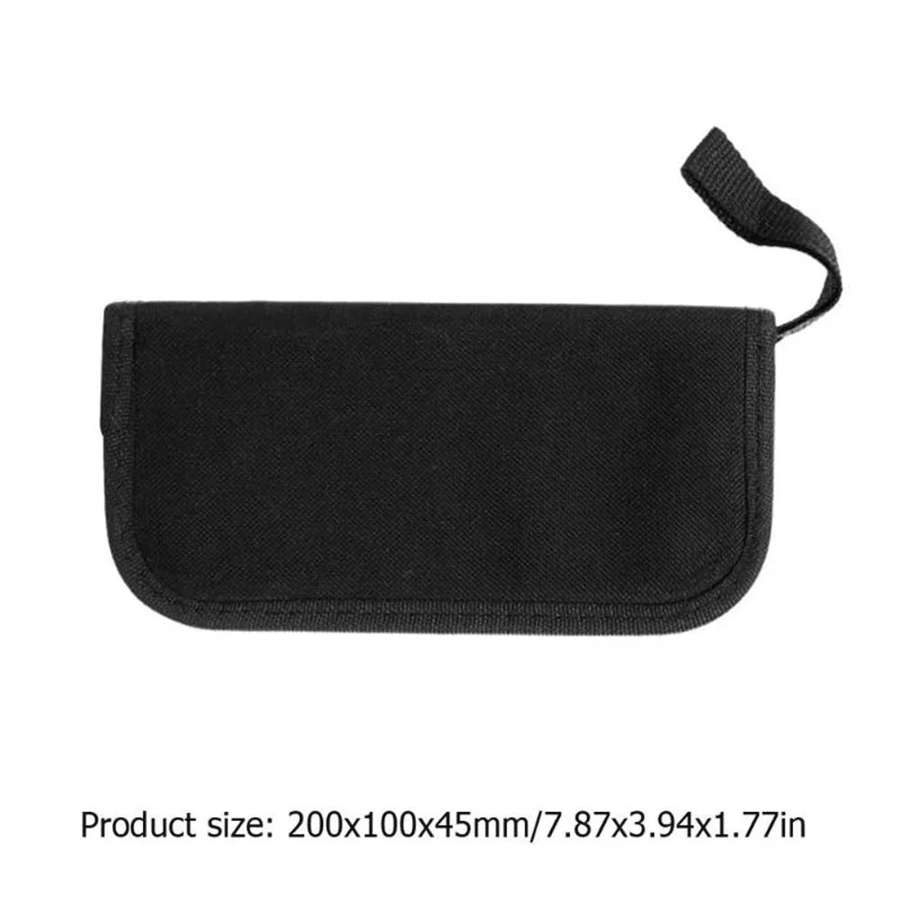 Black plastic case open to show guitar repair and maintenance tools inside.