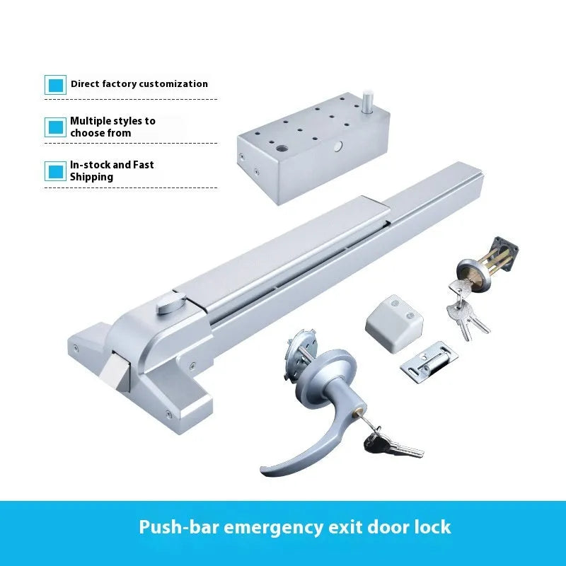 Stainless steel fireproof push lock with external handle for 65cm baked paint single doors