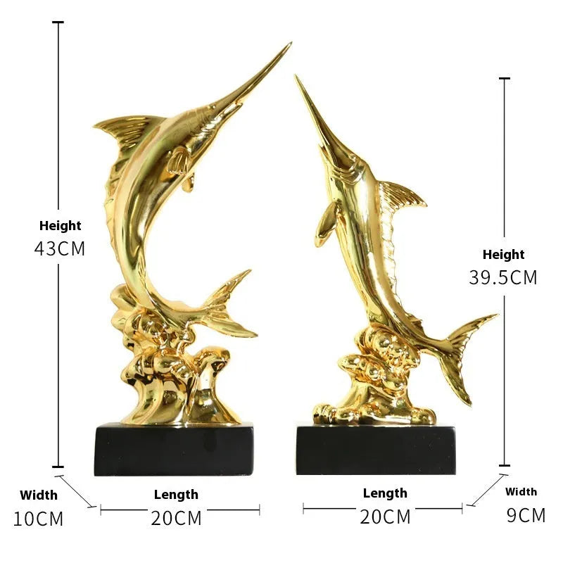 European swordfish decorative ornament made of resin in a choice of four colours.