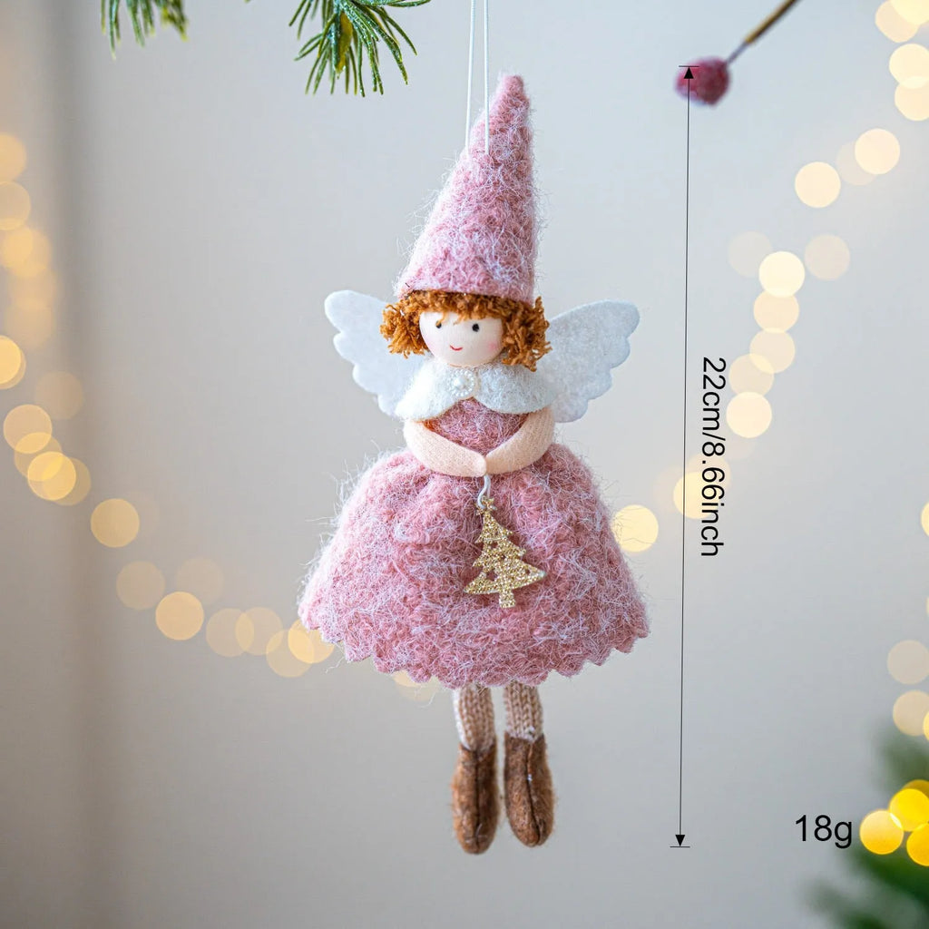 Christmas girl angel skirt felt pendant ornament in white or pink cloth material
