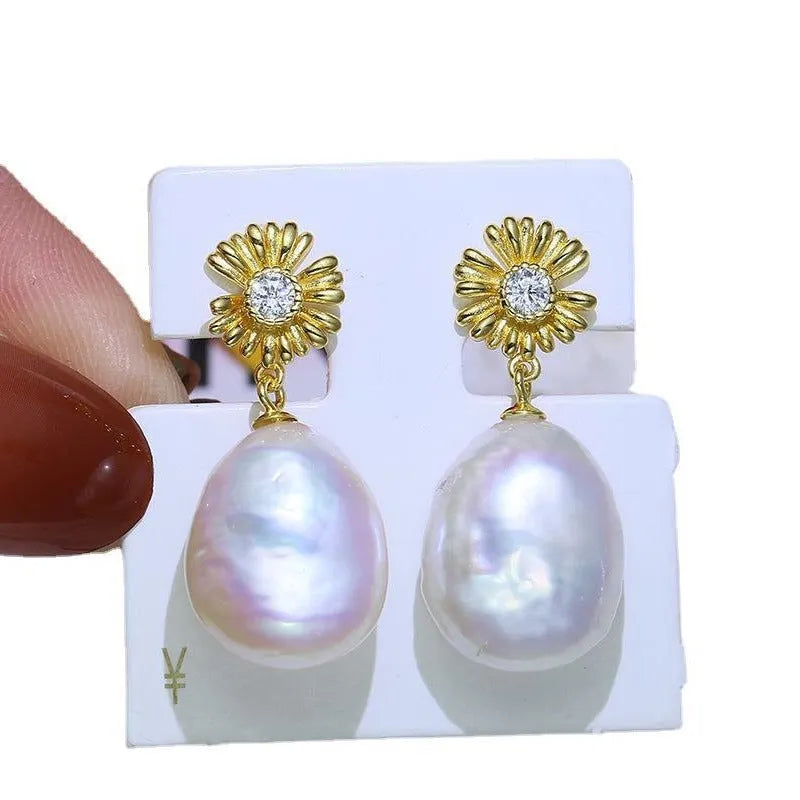Baroque S925 sterling silver earrings with flower holders in gold or silver colour for DIY jewellery making