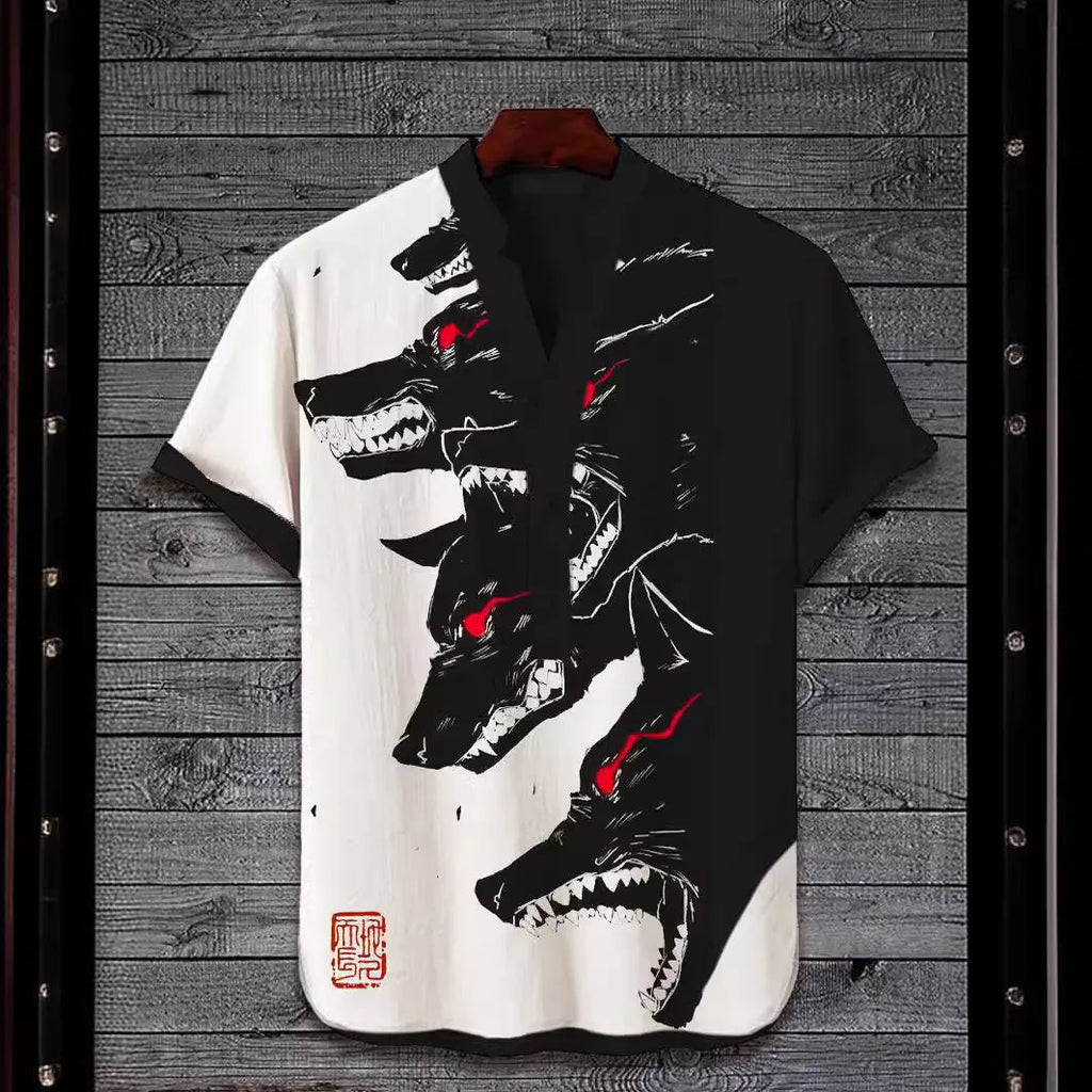 Short sleeve grey t-shirt featuring a colourful 3D digital tiger graphic print on the front.