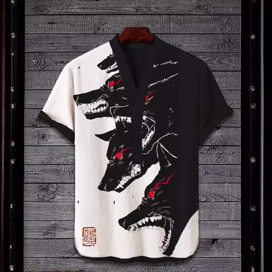 Short sleeve grey t-shirt featuring a colourful 3D digital tiger graphic print on the front.