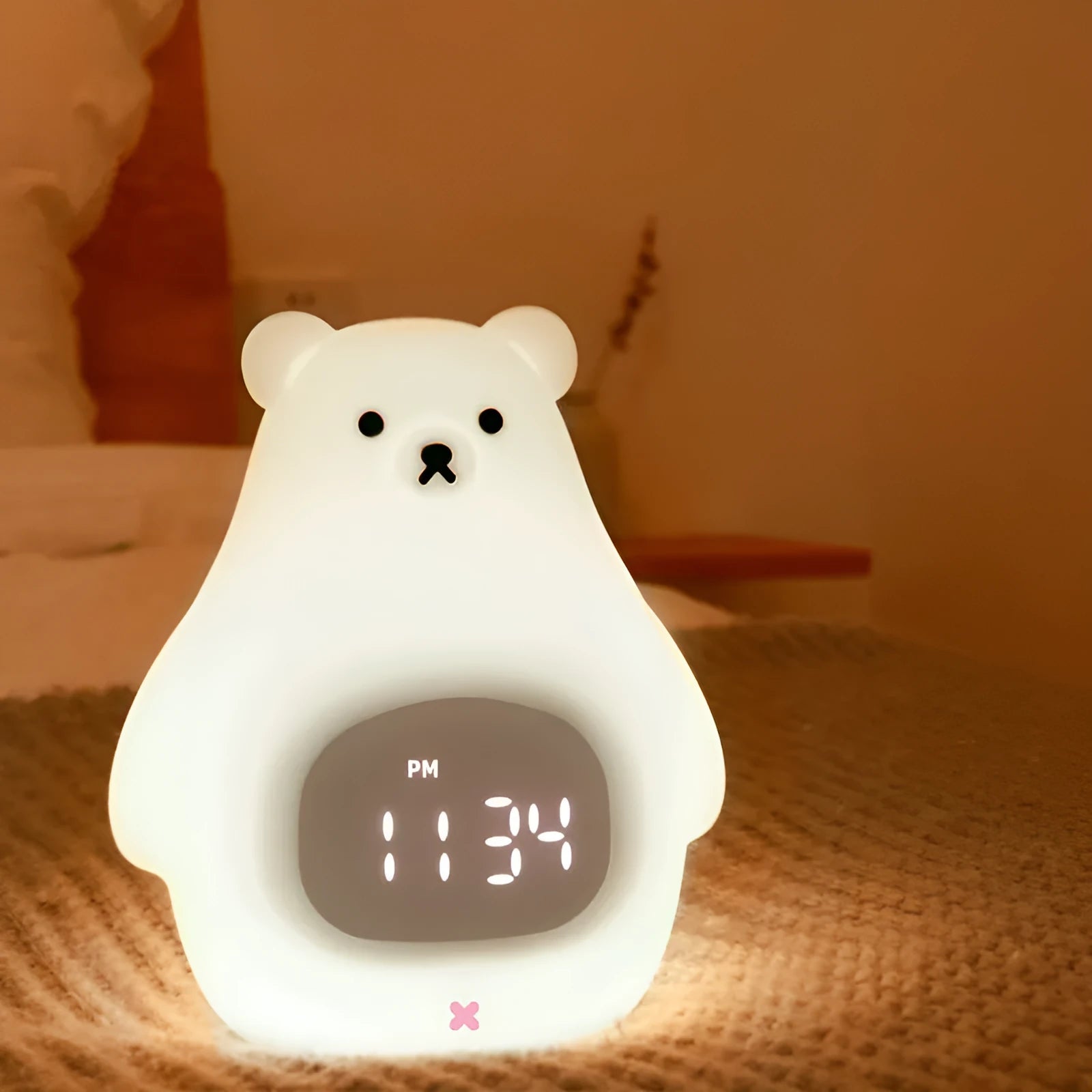 Cartoon Great White Bear shaped silicone night light with multi-colour glow.