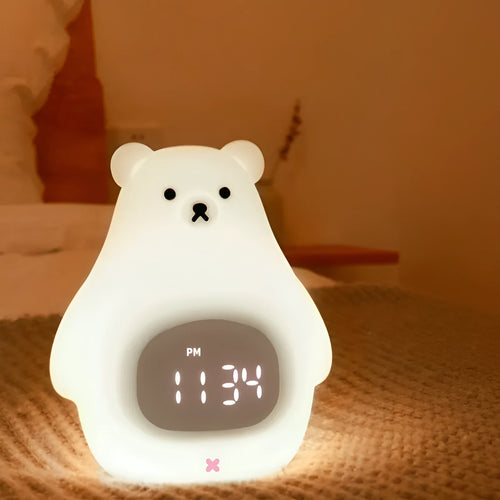 Cartoon Great White Bear shaped silicone night light with multi-colour glow.