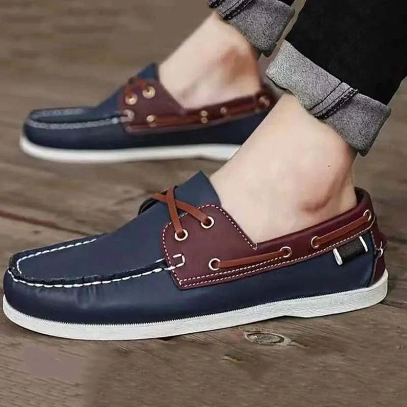 Men's British style casual shoes with artificial PU upper in black colour option