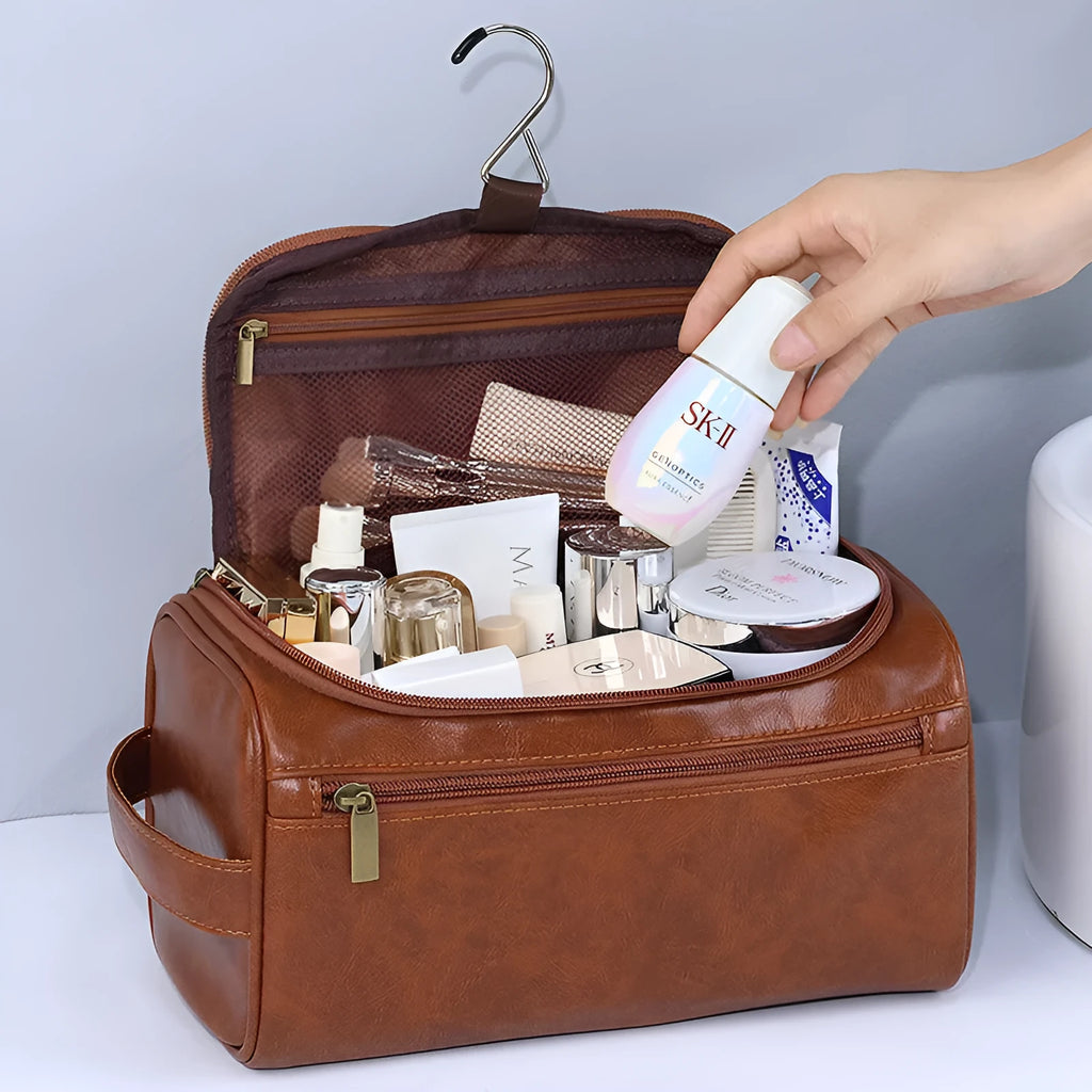 Large capacity waterproof cosmetic wash bag in retro style with multiple colour options