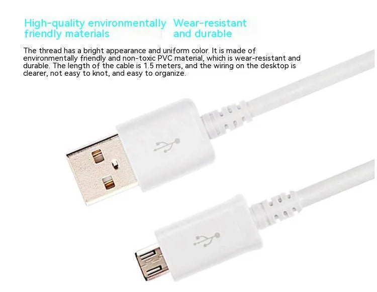 Black and white Android Micro USB universal data cable for phone charging and data transfer.