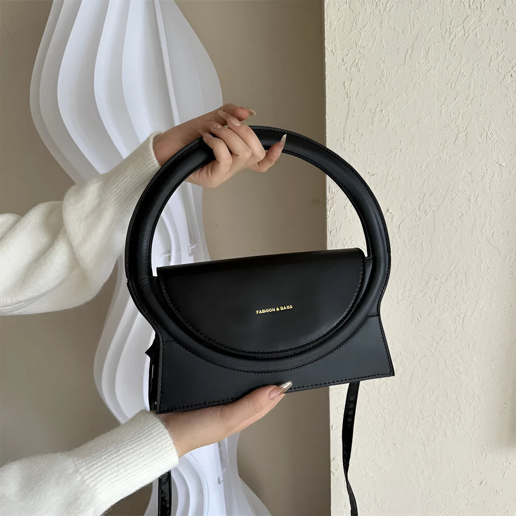 Women's PU leather messenger bag with phone compartment in black colour