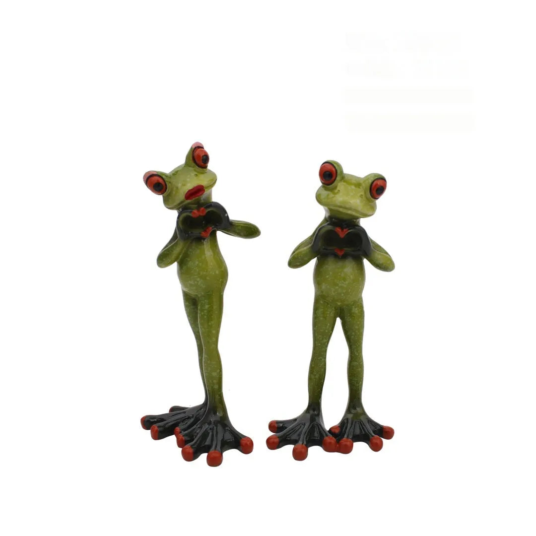 Pastoral style synthetic resin frog figurine home decoration ornament