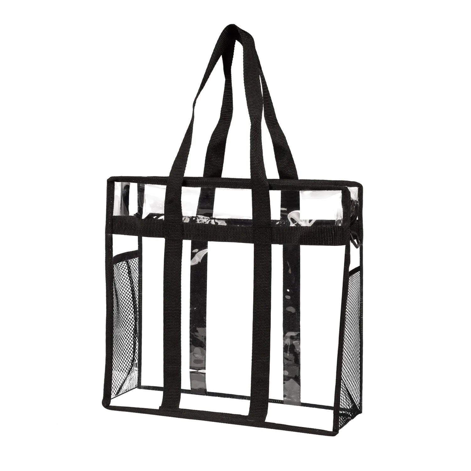 Women's PVC messenger bag with transparent front compartment and crossbody strap in a selection of colours.