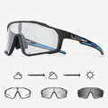 TR90 semi-rimless cycling sunglasses with photochromic lenses, shown in multiple colour options.