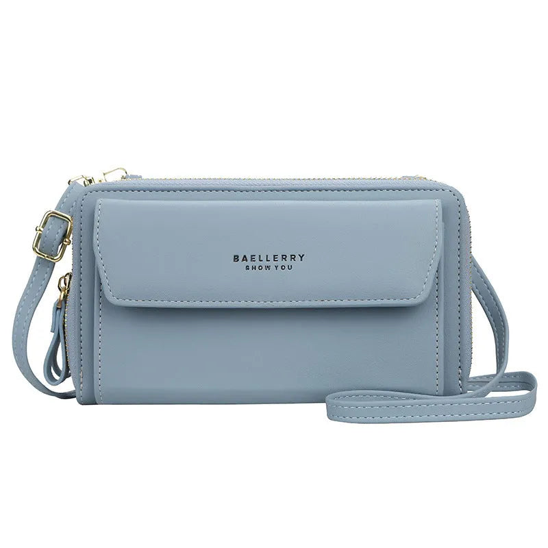 Ladies long wallet double zipper bag in soft PU leather with large capacity design