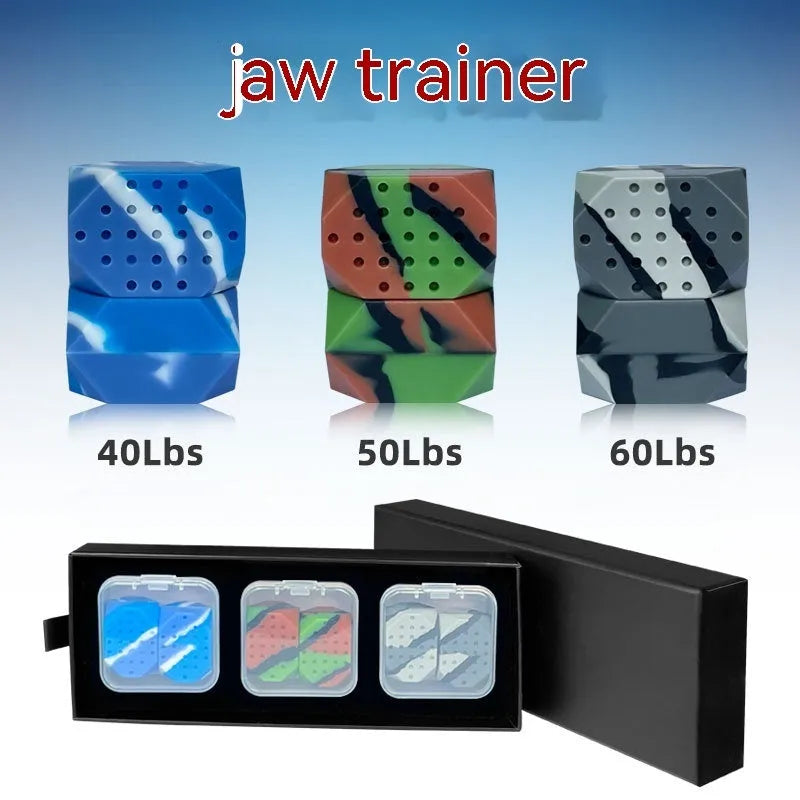 Camouflage silicone facial muscle fitness ball jaw trainer in transparent two-pack box