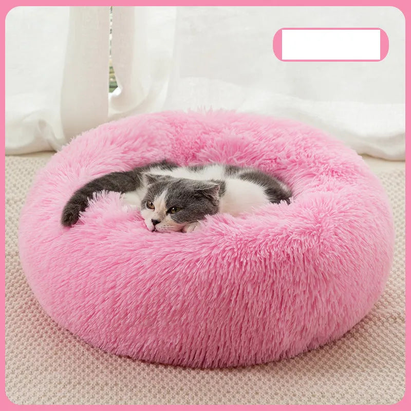 Plush warm dog bed in winter soft cloth pet nest in dark gray for indoor sleeping