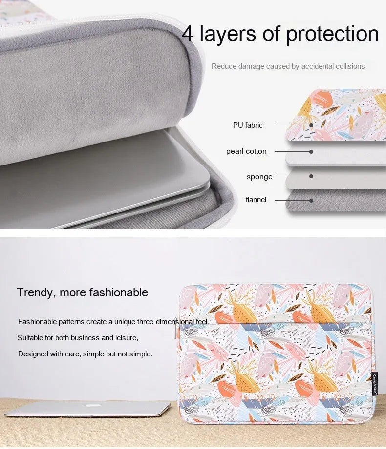White waterproof PU leather laptop inner sleeve for 11 to 15 inch computers.