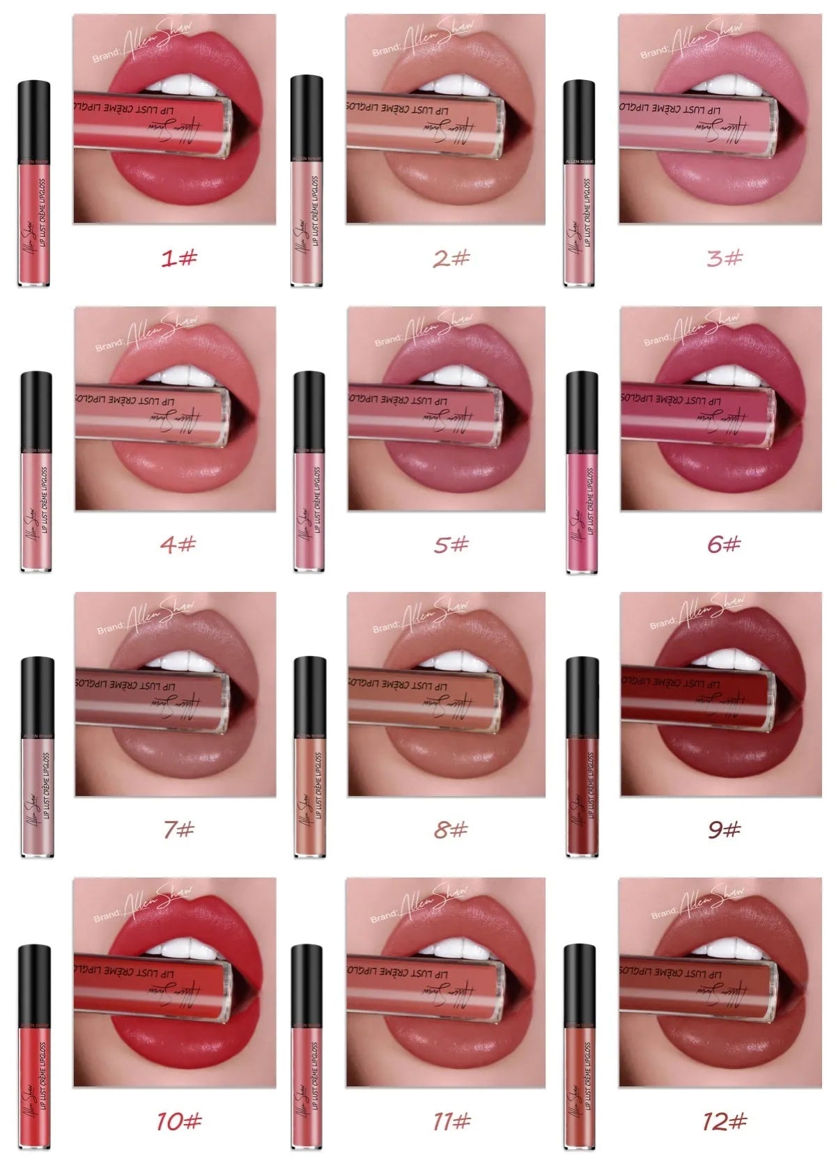 Lipstick bullet in silky cream texture showing one of twelve available mineral-based lip glaze shades.