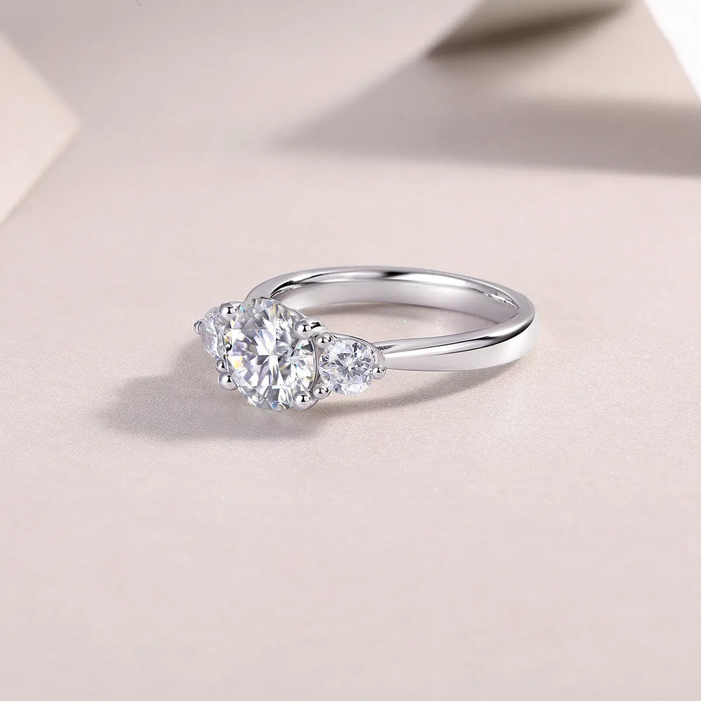 Three Reincarnations wedding ring set with 2-carat moissanite centre stone S925 silver gold-plated in gift box