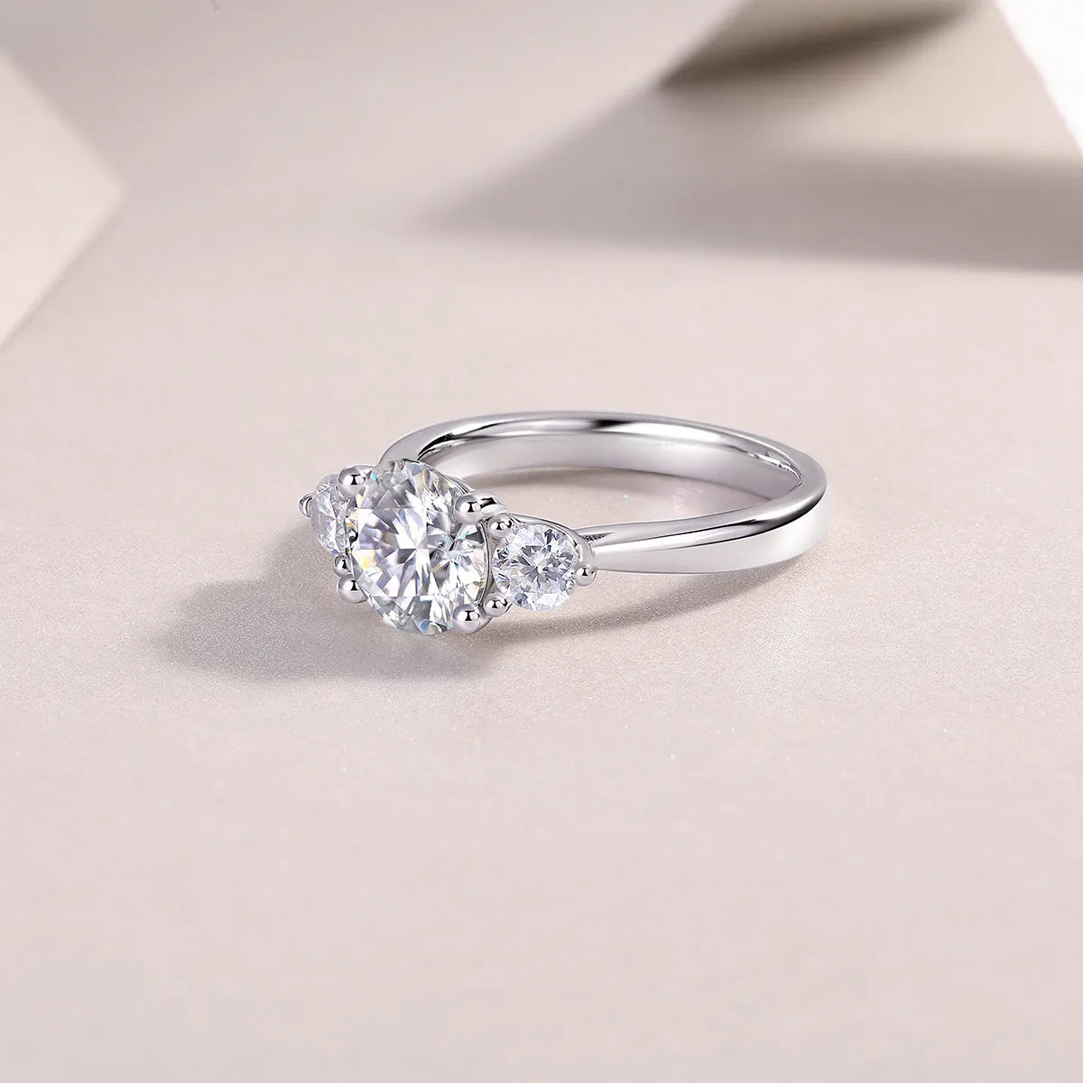 Three Reincarnations wedding ring set with 2-carat moissanite centre stone S925 silver gold-plated in gift box