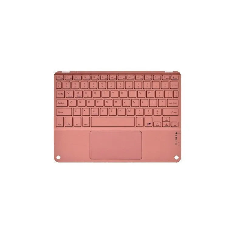 Square hat touch wireless Bluetooth keyboard in assorted colours on a desk.
