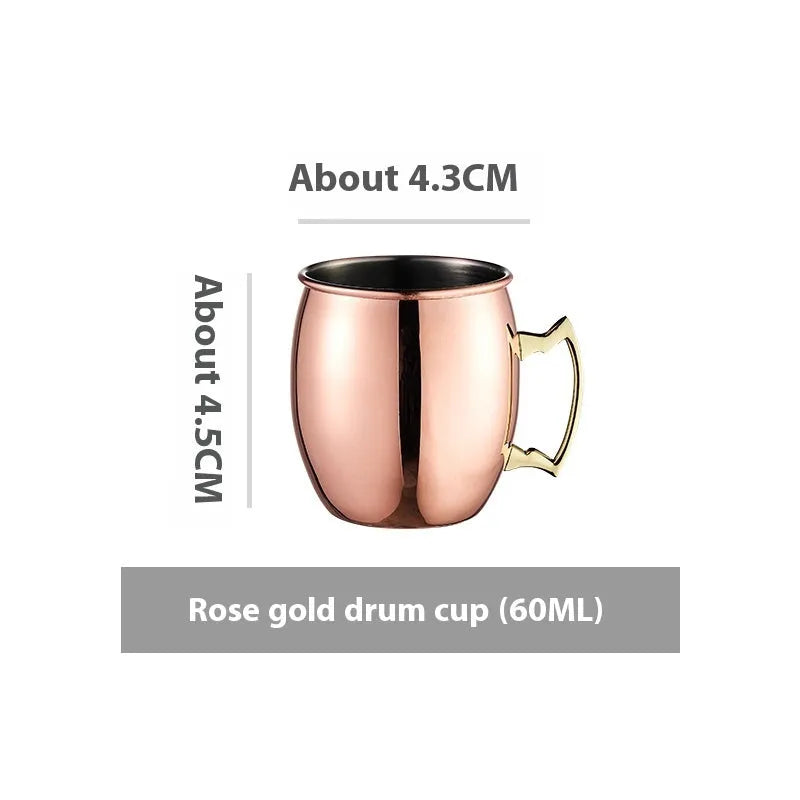 Stainless steel Moscow Mule copper plated cup with glass lining and hammer point texture