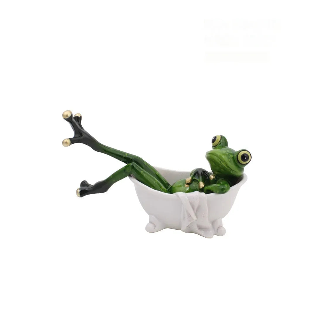 Pastoral style synthetic resin frog figurine home decoration ornament