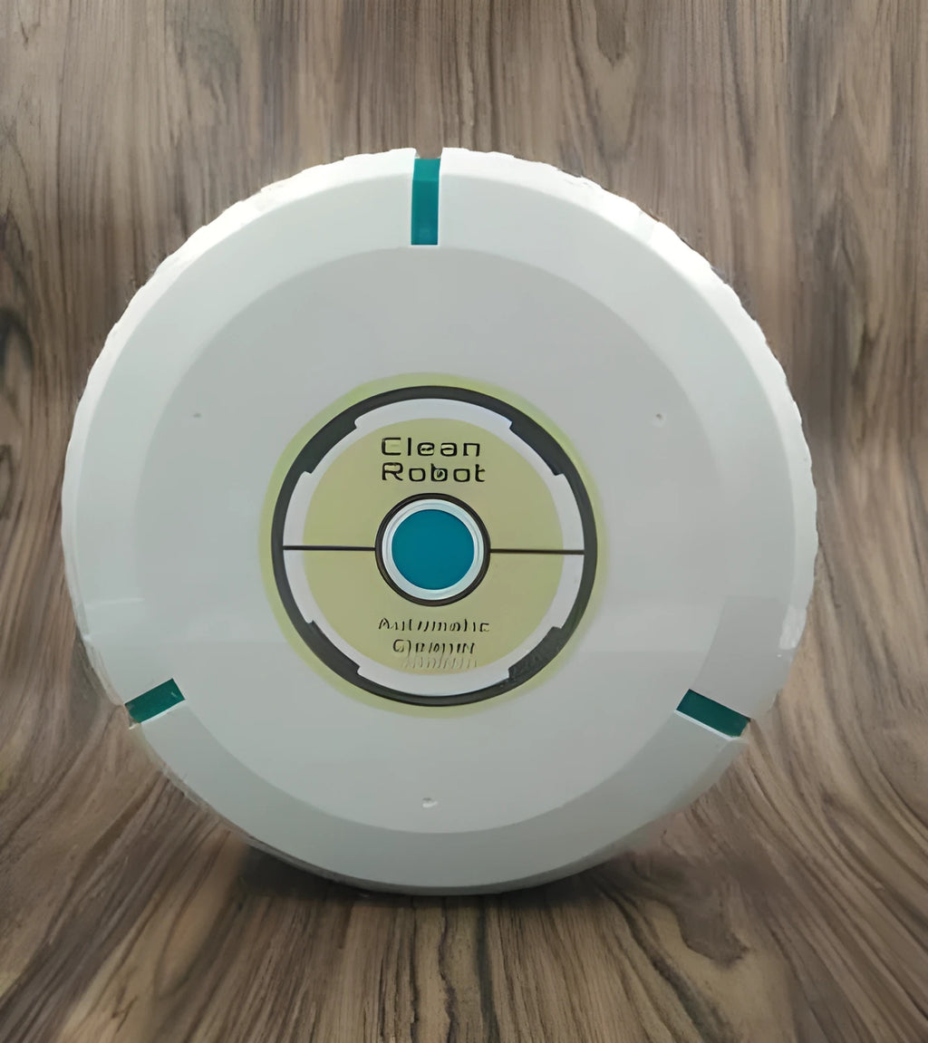 Black or pure white automatic floor sweeping robot with 23cm diameter on wooden floor