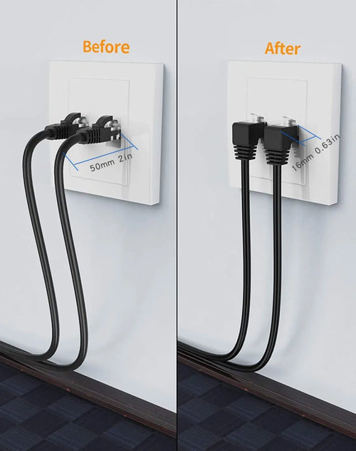 Cat6 Ethernet cable with a black right-angle RJ45 connector, available in multiple colours and lengths.