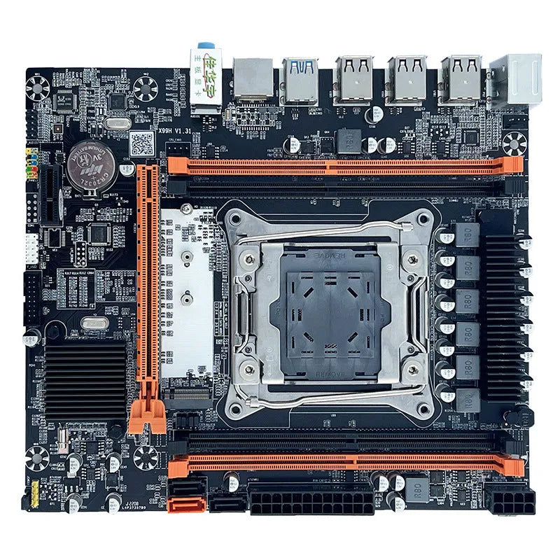 X99 M-ATX computer motherboard with DDR4 slots, LGA2011-3 socket, B85 chipset, 214x186mm, various ports and slots