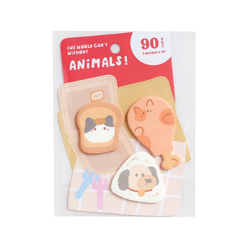 Small animal shaped sticky note set with 90 pages in six colour options