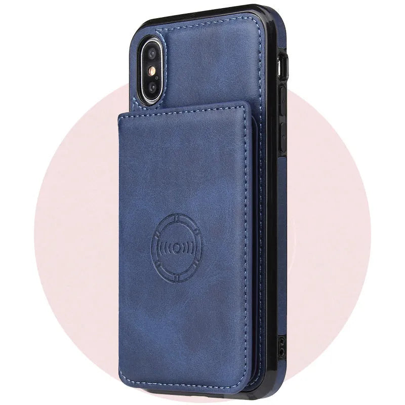 Imitation leather card wallet phone case for iPhone 11 in business-style solid colours