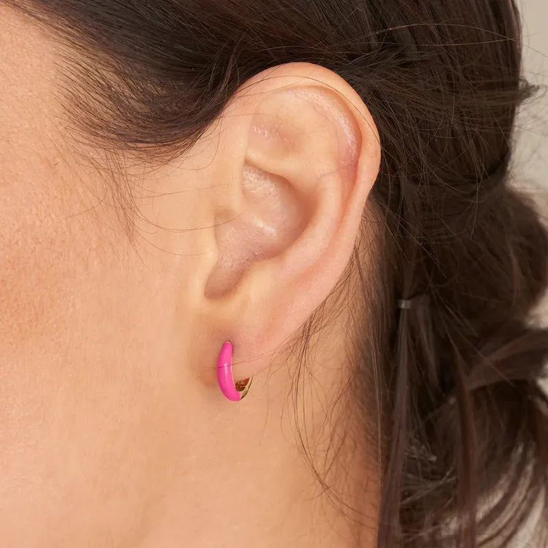 Epoxy resin oval curved earrings in geometric U-shape design with seven colour options