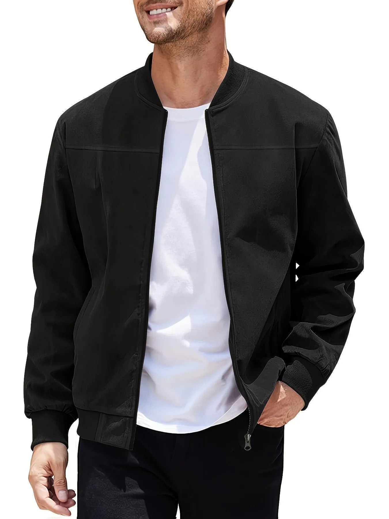 Men's plus size suede zip jacket in army green colour showing regular fit and cotton lining