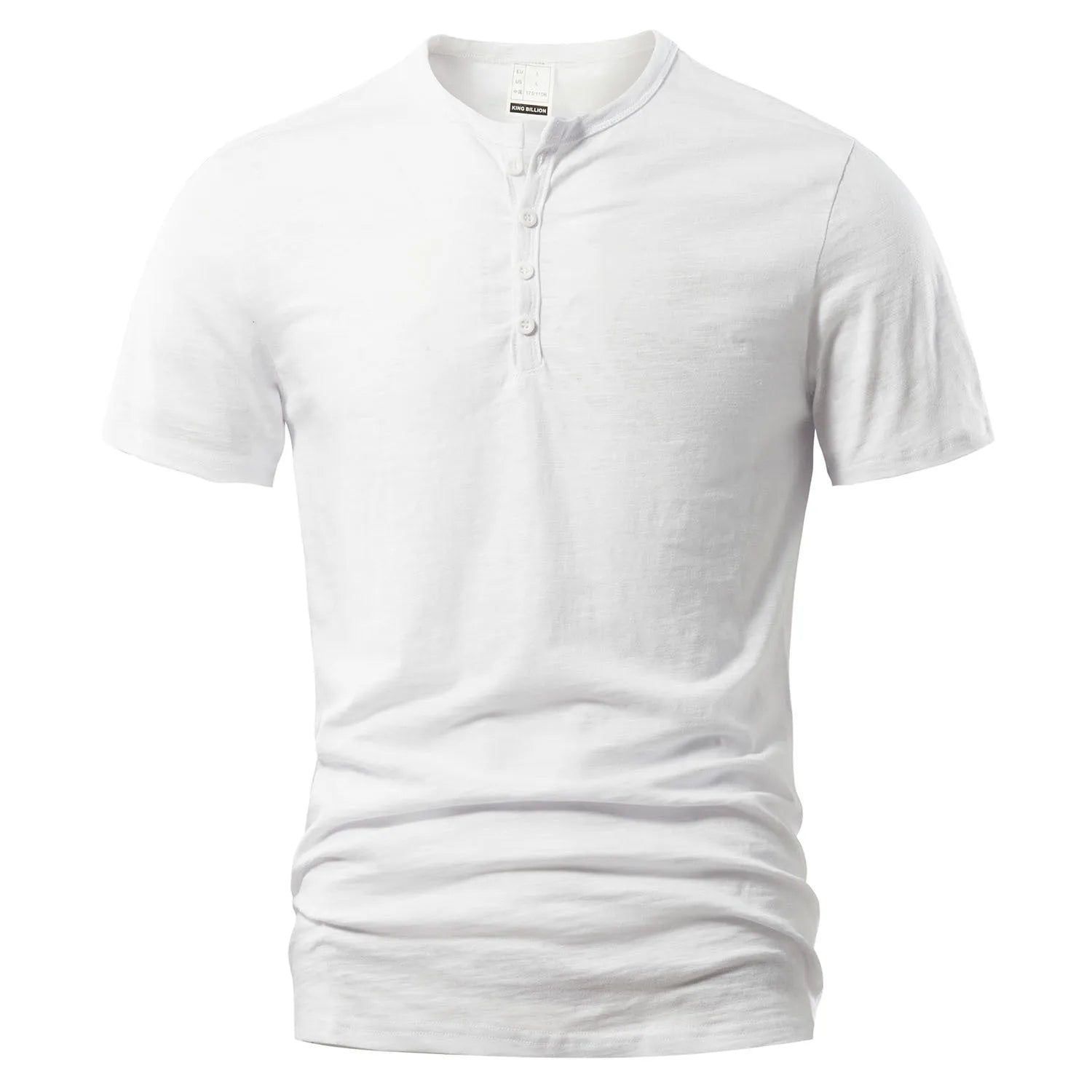 Men's slub cotton casual short sleeve T-shirt in solid colour British style pullover