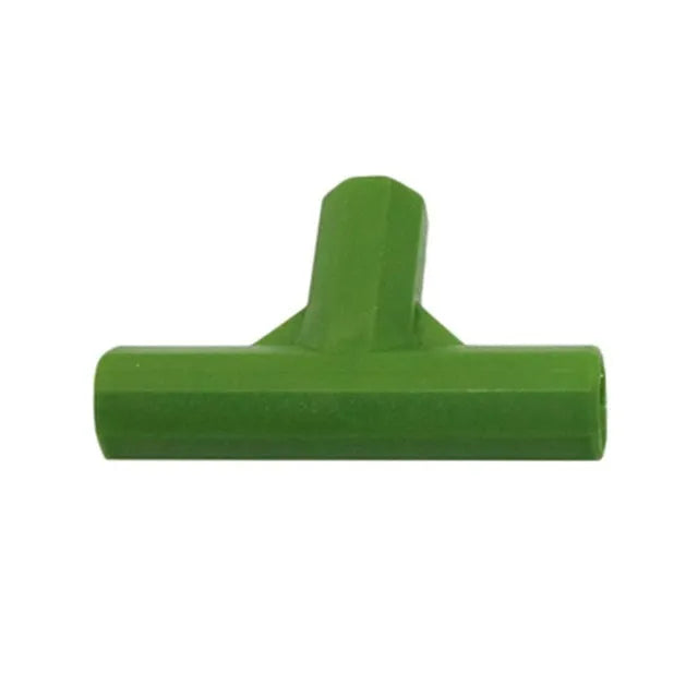 Two plastic plant support connectors with three-way and four-way joints for garden stake pillars