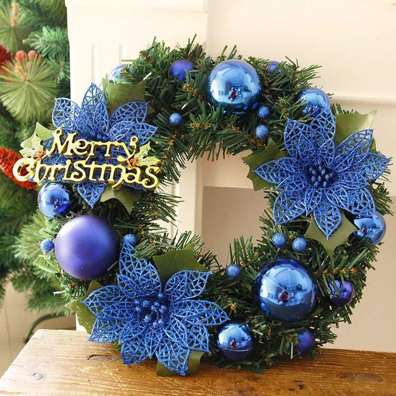 30cm multicolour plastic Christmas wreath decoration for doors or gardens