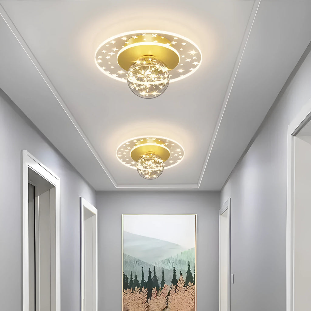 Modern corridor ceiling lamp in black finish with LED light source